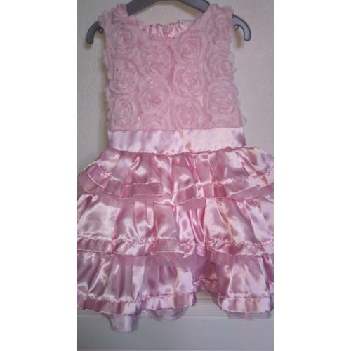 Splendide Robe Rose Cocktail / Soirée À Froufrous Taille 24 Mois / 2 Ans Idée Cadeau