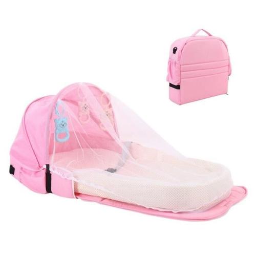 Lit De Voyage Bébé Avec Auvent Moustiquaire Pliable Berceau Bionique En Coton Respirant Nid Câlin Anti-Moustique Portable 0-36 Mois