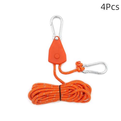 4pcs Cordes À Cliquet Avec Crochets,4mm X 4m Corde De Tente Réfléchissante Avec Tendeurs Corde De Survie Tout Usage Pour Camping