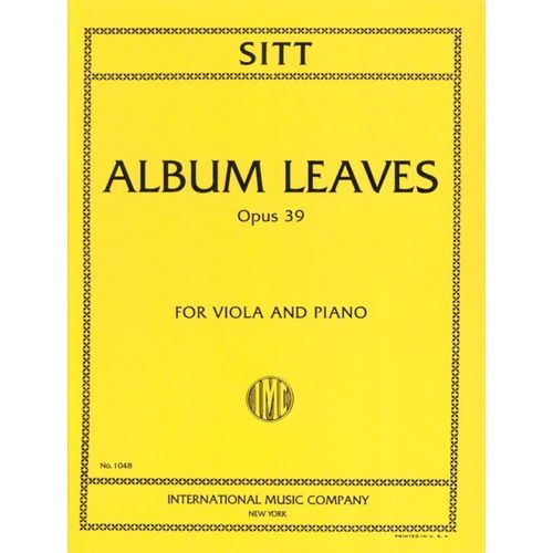 Hans Sitt : Album Leaves Opus 39 For Viola And Piano - International Music Company