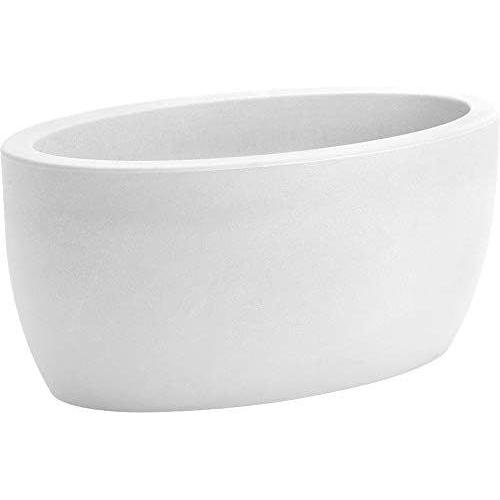 Tecnokit Nicoli Pot Ovale Élégant Athena 50 Cm En Résine, Pour Intérieur Et Extérieur (Blanc)