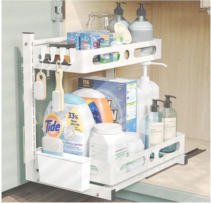 Tiroir de rangement sous évier, 2 niveaux extractible armoires de cuisine,  rangement polyvalent des épices, support de salle de bains, organisateur de  cuisine - AliExpress