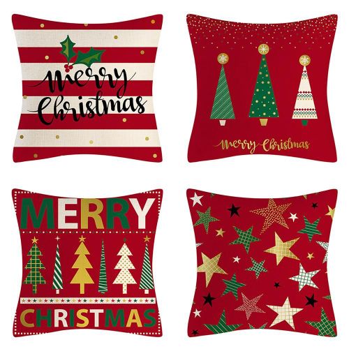 Housses De Coussin De Noël En Lin, Décorations De Noël, Taies D'oreiller, Ferme Rustique, Christ, 18x18 Ans