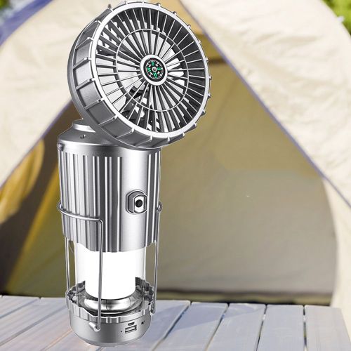 Lanterne Led Solaire/Usb Rechargeable Pour Camping, Lanterne Avec Ventilateur, Haut-Parleur Compatible Bluetooth, Pour Randonnée En Plein Air, Urgence