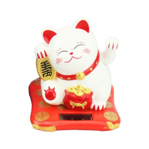 Ornement de style japonais Lucky Kitty, artisanat solaire 62, bras ondulant, chat faisant signe de fortune, Maneki Neko, maison, bureau, décor d'hôtel