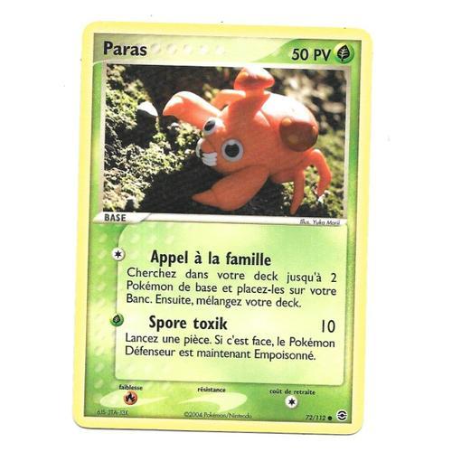 Carte Pokémon Paras 72/112 - Set Ex Rouge Feu & Vert Feuille (Fr)