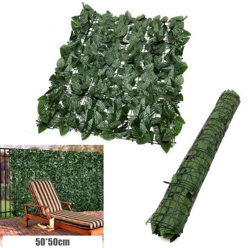 Mur De Clôture De Jardin En Cuir Chevelu De Lierre De Haie Artificielle, Criblage De Confidentialité De Balcon, Treillis Vert, Panneaux De Feuilles D'aneth, Décoration De Vigne, 50x50cm