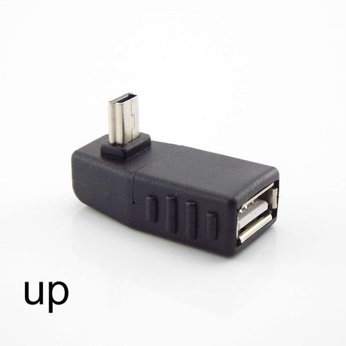Adaptateur Mini USB 5 broches mâle à femelle, convertisseur d'angle 90 degrés pour voiture MP3 MP4 tablettes téléphone u-disk