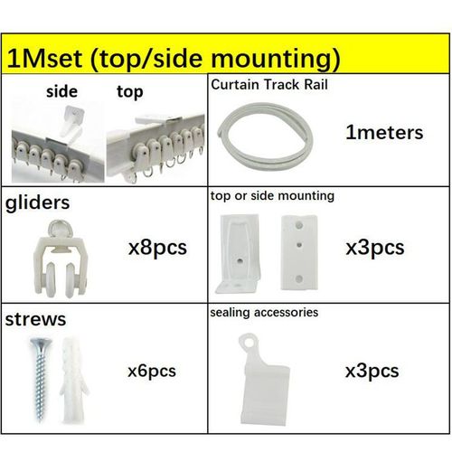 Rail De Rideau Flexible Et Pliable, Jeu De Vis Pour Fenêtres Droites Et Courbes, Accessoires A1, 1m 1.2m 2m 5m