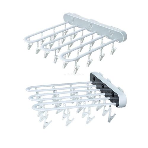 Sèche-linge en plastique pour adultes, 24 Clips, support de séchage pour chaussettes, sous-vêtements, coupe-vent