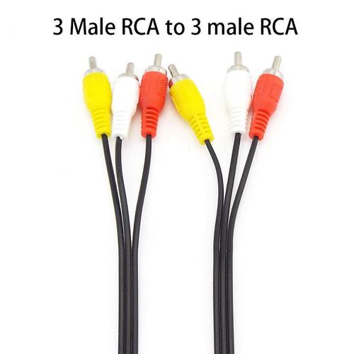 3 fiche RCA mâle à fiche mâle 3 RCA audio vidéo Rallonge de câble