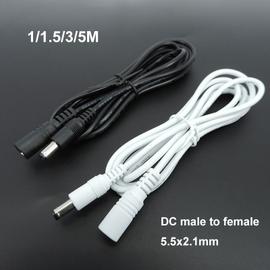 Câble d'alimentation 22AWG de 30 cm et connecteur DC-Jack mâle noir de 5,5