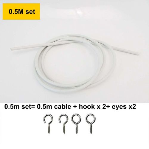 Rideau De Fenêtre En Pvc, 0.5m, 1m, 2m, Fil De Piste En Filet, Blanc, Ligne De Tenture Murale Avec Yeux De Chef De Salle De Bain, Pour Voiture, Caravanes, Bateaux