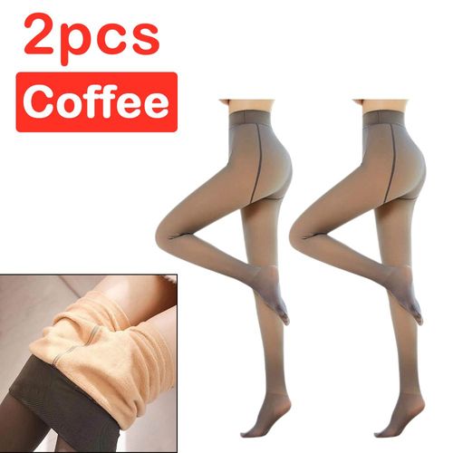 Lot De 2 Leggings En Laine Translucide Pour Femme, Bas De Jambe Faux, Chaud, Taille Haute, Épais, Extensible, Hiver