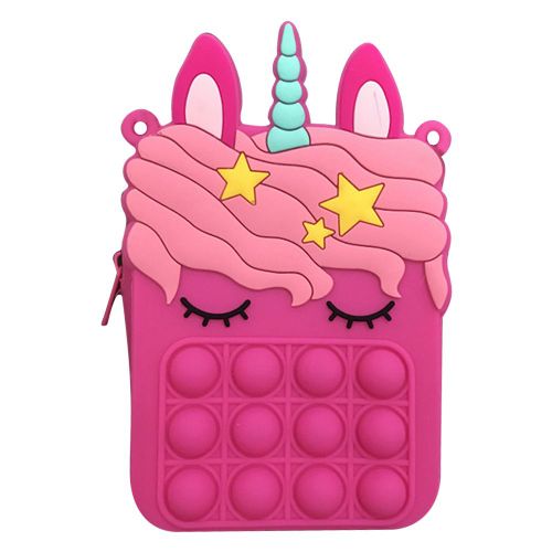 Sac De Rangement En Silicone Pour Popet Sensoriel, Sac Messager À Bulles, Corne Cheval Arc-En-Ciel, Papeterie, Jouet