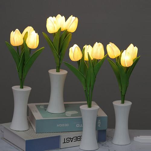 Lampe Led En Forme De Tulipe, Romantique, Luminaire Décoratif D'intérieur, Idéal Pour Une Chambre À Coucher Ou Un Chevet