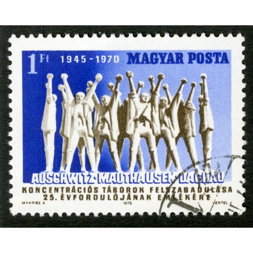 Timbre Oblitéré Magyar Posta, 1945 - 1970, Auschwitz - Mauthausen - Dachau, 1 Ft