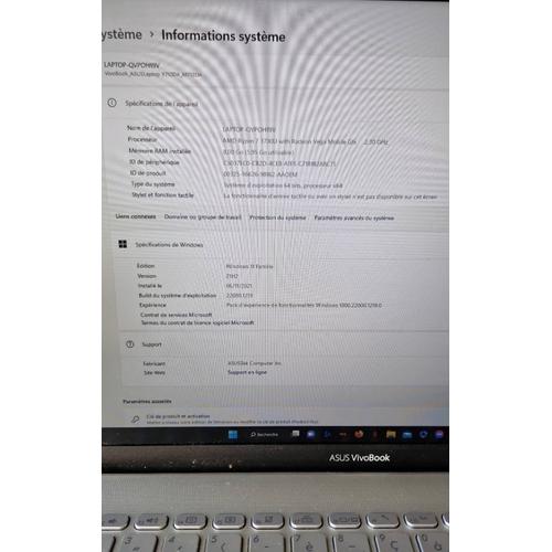 Asus VivoBook X712DA - 17" AMD Ryzen 7 3700U - 2.3 Ghz - Ram 8 Go - DD 500 Go