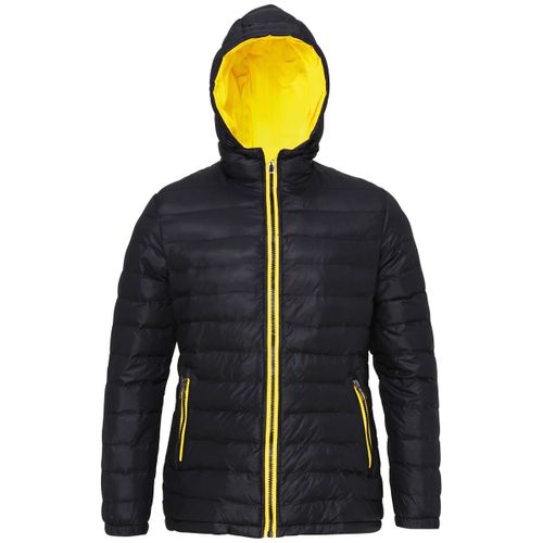 Doudoune Matelassée Manches Longues Pour Femme - Ts16f - Noir Et Citron