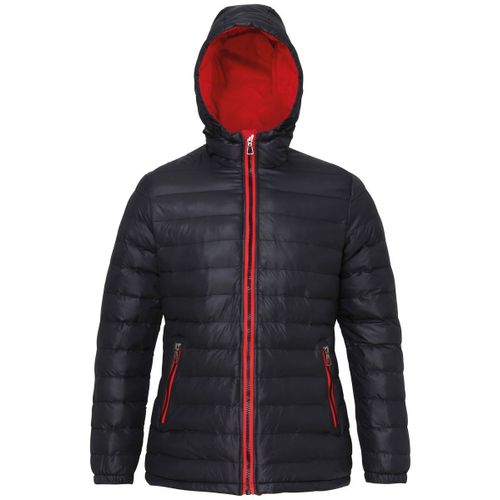 Doudoune Matelassée Manches Longues Pour Femme - Ts16f - Noir Et Tomate