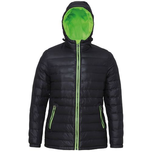 Doudoune Matelassée Manches Longues Pour Femme - Ts16f - Noir Et Lime