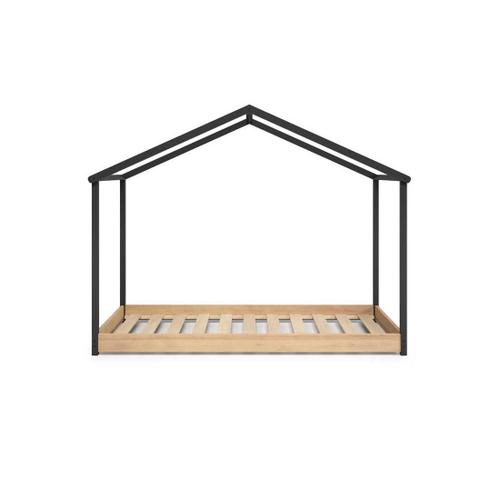 Lit Cabane Montessori 90x200 Noir/Bois - Kyauta