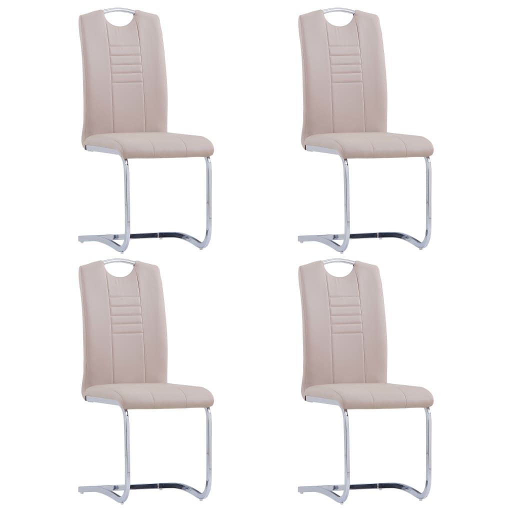 Lot De 4 Chaises De Salle À Manger Cuisine Cantilever Design Moderne Synthétique Cappuccino Cds021356