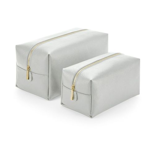Trousse de toilette aspect cuir taille L - BG749 - gris clair