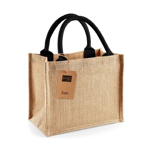 Cabas en toile de jute - W412 - beige et noir