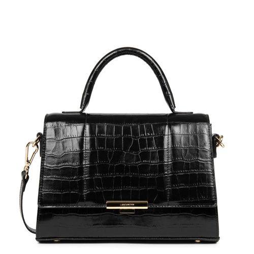 Sac à main A rabat avec fermoir M Exotic Trinity Lancaster 480-034 Noir croco