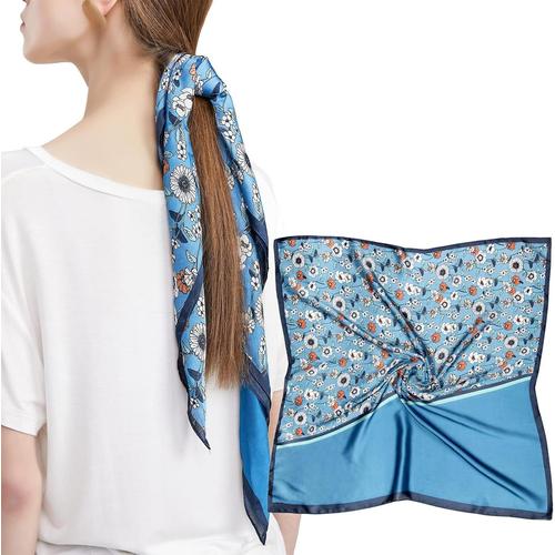 Femme Bandana Écharpe Square Carré 70 X 70 Cm Satin De Soie Multifonction Floral Impression Foulard -Floral-9