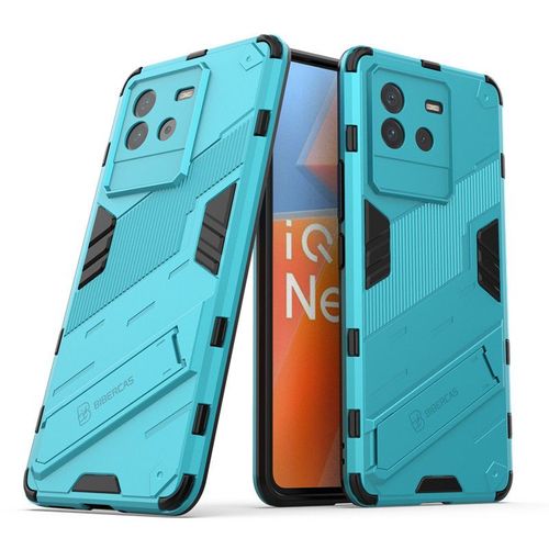 Etui Coque Pour Iqoo Neo6 All-In-One Bracket Frosted Hard Shell Armor All-Inclusive Anti-Drop Mobile Phone Case, Blue Punk