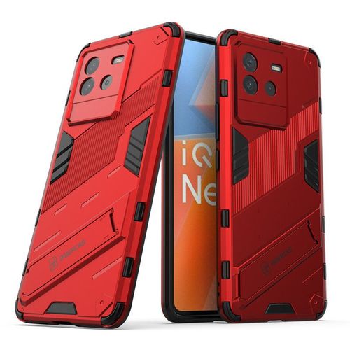 Etui Coque Pour Iqoo Neo6 Se All-In-One Bracket Frosted Hard Shell Armor All-Inclusive Anti-Drop Mobile Phone Case, Red Punk