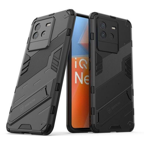 Etui Coque Pour Iqoo Neo6 Se All-In-One Bracket Frosted Hard Shell Armor All-Inclusive Anti-Drop Mobile Phone Case, Black Punk