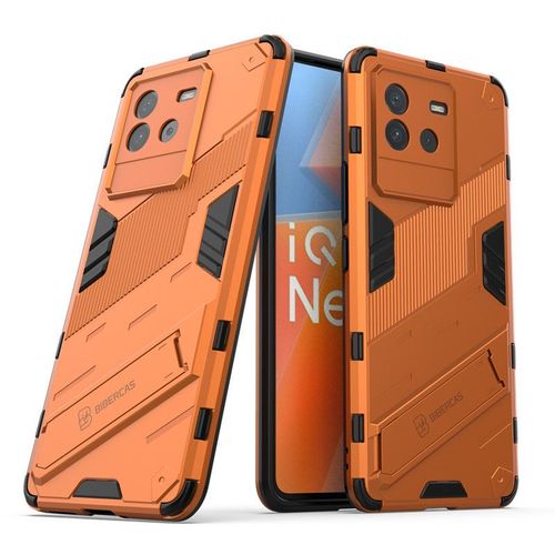 Etui Coque Pour Iqoo Neo6 All-In-One Bracket Frosted Hard Shell Armor All-Inclusive Anti-Drop Mobile Phone Case, Orange Punk