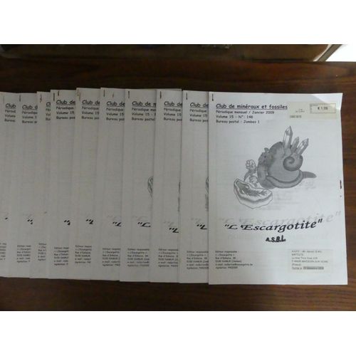 L'escargotite. Namur. Belgique. Revue De Minéralogie, Paléontologie Et Sciences De La Terre. Année 2009. Lot De 11 Numéros