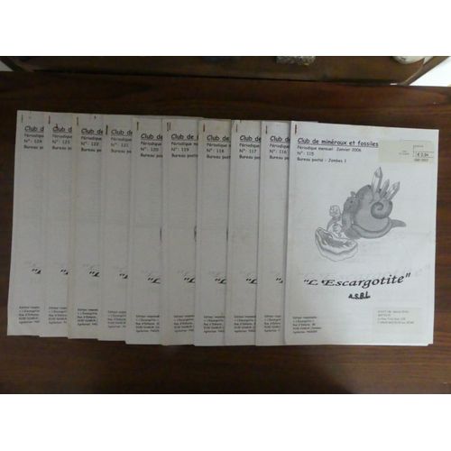 L'escargotite. Namur. Belgique. Revue De Minéralogie, Paléontologie Et Sciences De La Terre. Année 2006. Lot De 10 Numéros