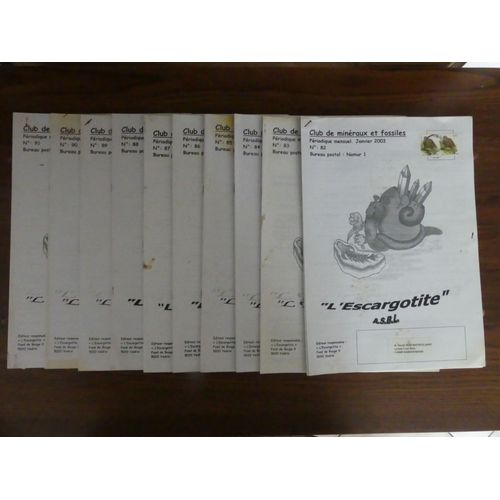 L'escargotite. Namur. Belgique. Revue De Minéralogie, Paléontologie Et Sciences De La Terre. Année 2003. Lot De 10 Numéros
