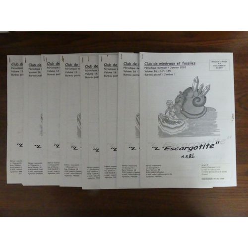 L'escargotite. Namur. Belgique. Revue De Minéralogie, Paléontologie Et Sciences De La Terre. Année 2010. Lot De 9 Numéros