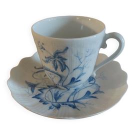 Service à café, porcelaine Limoges Goumont Labesse, bleu de four