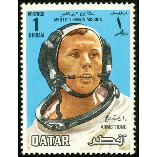 Timbre Quatar, Apollo 11 - Moon Mission, Armstrong, Postage, 1 Dirham