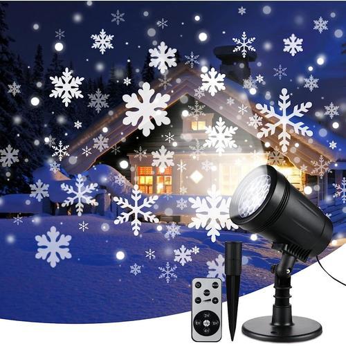 Projecteur Noel Extérieur,Projecteur De Noël avec Télécommande Étanche  IP65, Projecteur de Flocon de Neige pour Extérieur et Intérieur, Jardin