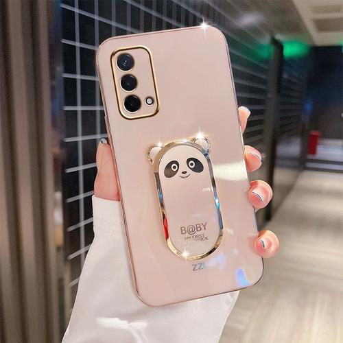 Etui Coque Pour Oppo A57/A77 5g Panda Ring Bracket Anti-Shock Soft Silicone Mobile Phone Case, Pink (Panda Bracket)