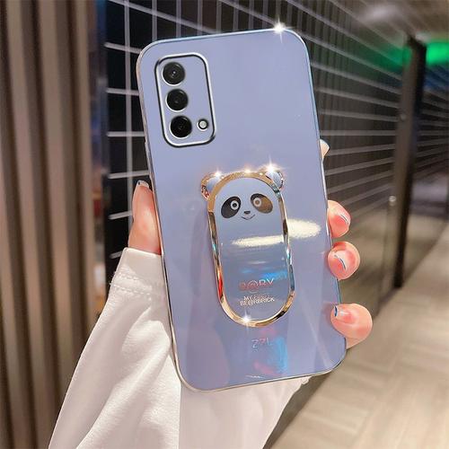Etui Coque Pour Oppo A57/A77 5g Panda Ring Bracket Anti-Shatter Soft Silicone Trendy Mobile Phone Case, Lavender Grey (Panda Bracket)