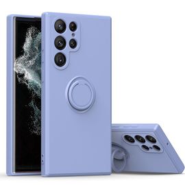 Etui Coque Pour Samsung S22 Ultra Anneau En Silicone Liquide Étui De Protection Anti-Chute Tout Compris Pour Téléphone Portable, [Violet Lavande] Anneau Liquide Monobloc Avec Laniere