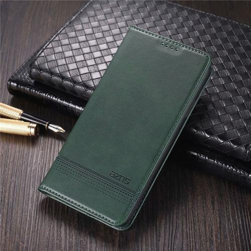 Etui Coque Pour Iphone 7/8 Flip Cover Bracket Leather Case All-Inclusive Anti-Fall Silicone Case Business Mobile Phone Case, Dark Green (Magnetic Cow Pattern Leather Case)