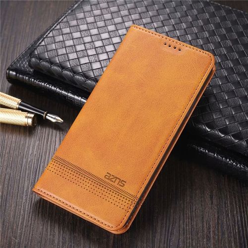 Etui Coque Pour Samsung S22 Flip Bracket Leather Case All-Inclusive Anti-Fall Silicone Case Mobile Phone Case, Yellow (Magnetic Cow Pattern Leather Case)