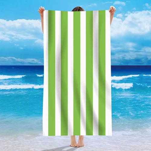 Lot De 2 Grandes Serviettes De Plage Rayées, Serviette De Piscine, Serviette De Bain (Vert, 75 X 150 Cm) - Douces, À Séchage Rapide, Légères