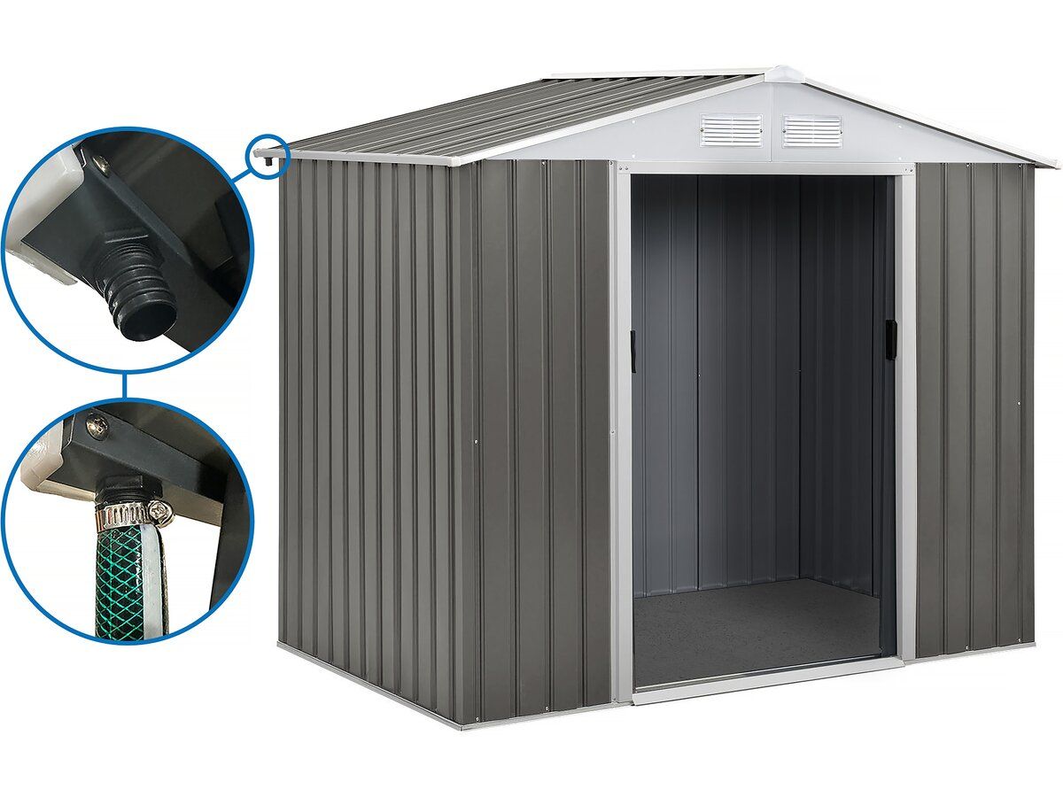 Abri Jardin Métal "Dallas"- 2.71m² Avec Gouttières - Taupe