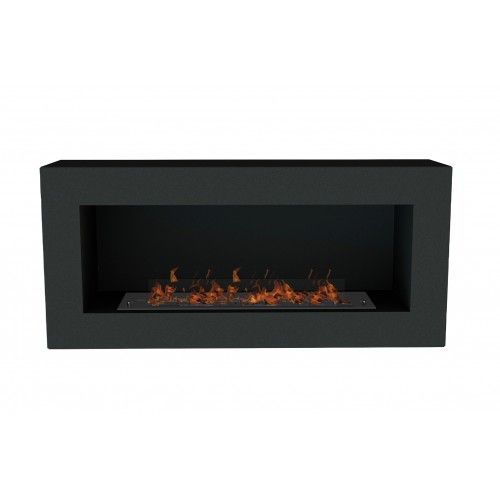 Foyer bioéthanol avec brûleur 720 inox Termobio et caisson mural Biowall noir TERMOFOC